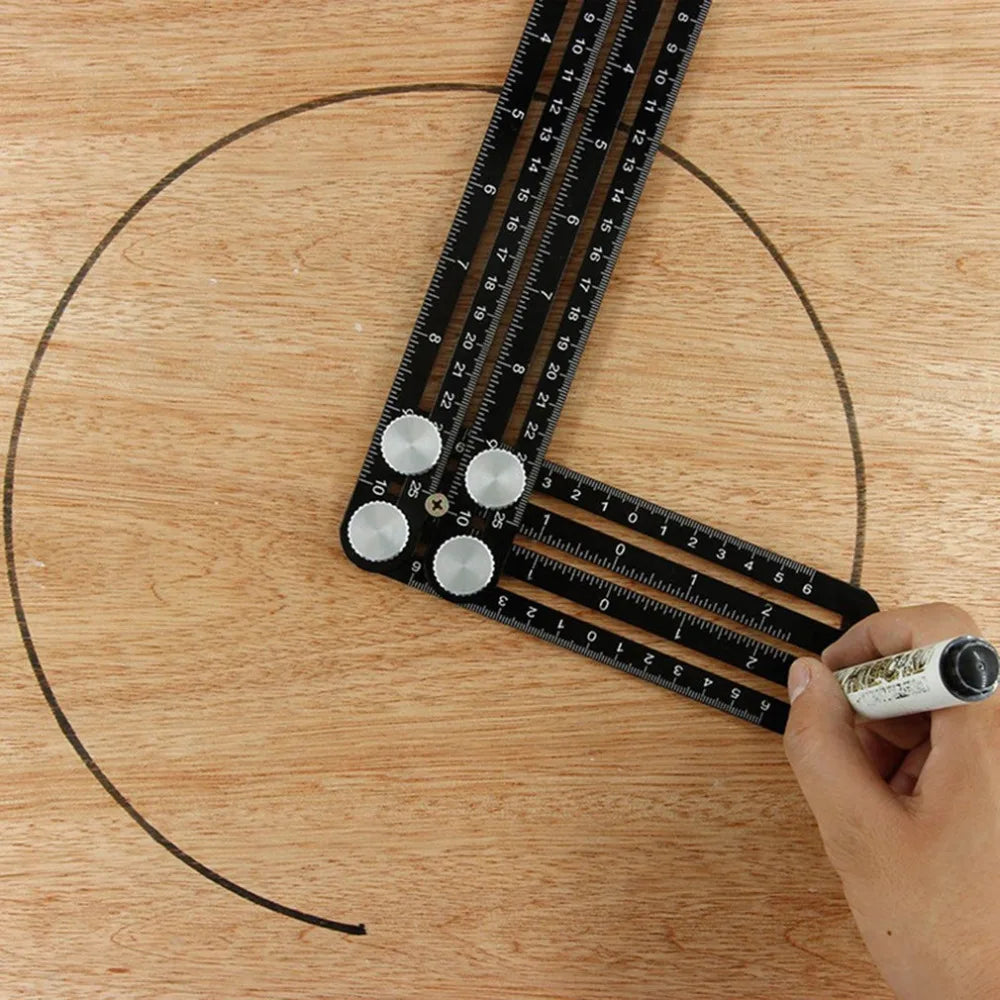 Aluminum Multi-Angle Folding Ruler | Precision Measuring Tool for Woodworking & Tile